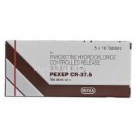 Pexep CR-37.5, Generic Paxil CR, Paroxetine Hydrochlorine Control Release, 37.5 mg, Box
