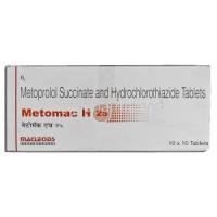Metomac H 25, Generic Lopressor HCT, Metoprolol Tartrate, 25mg, Hydrochlorothiazide 12.5mg, Box