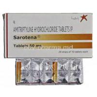 Sarotena, Generic Elavil, Amitriptyline Hydrochloride, 50 mg, Tablet