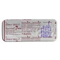 Tarivid 400, Generic Floxin, Ofloxacin, 400 mg, Strip description