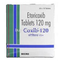 Coxib-120, Generic Arcoxia, Etoricoxib, 120 mg, Box