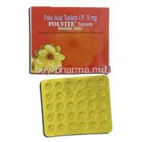 Folvite, Folic Acid, 5 mg, Tablet