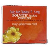 Folvite, Folic Acid, 5 mg, Box