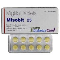 Misobit 25, Generic Glyset, Miglitol 25mg, Tablet