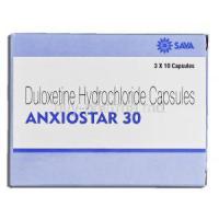 Anxiostar, Generic Cymbalta, Duloxetine, 30mg, Box