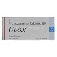 Uvox, Generic Luvox, Fluvoxamine Maleate, 50mg, Box