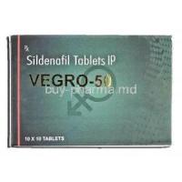 Vegro-50, Sildenafil Citrate 50mg Box