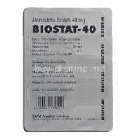 Biostat-40, Atorvastatin, 40mg, Tablet, Strip description