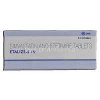 Etalize-S 10, Simvastatin, 10mg, Ezetimibe, 10mg, Tablet, Box