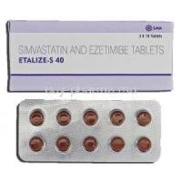 Etalize-S 40, Simvastatin, 40g, Ezetimibe, 10g, Tablet