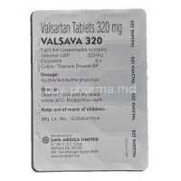 Valsava, Generic Valent, Valsartan, 320 mg, Strip description