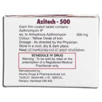 Azitech-500, Generic Zithromax, Azithromycin 500mg, Box Description (2)