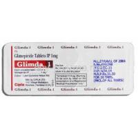 Glimda 1, Generic Amaryl, Glimepiride 1mg, Strip Description
