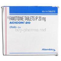 Acicon-20, Generic Pepcid, Famotidine 20mg, Box