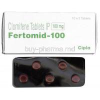 Fertomid-100, Generic Clomid or Serophene, Clomiphene 100mg, Box and Strip