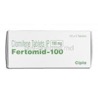 Fertomid-100, Generic Clomid or Serophene, Clomiphene 100mg, Box