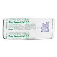 Fertomid-100, Generic Clomid or Serophene, Clomiphene 100mg, Strip Description