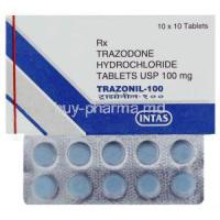 Trazonil, Generic Desyrel, Trazodone Hydrochloride 100 mg Tablet (Intas)