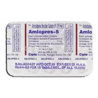 Amlopres 5, Generic Norvasc, Amlodipine Besilate 5mg, Strip description