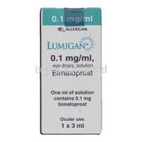 Lumigan, Bimatoprost Opthalmic Solution 0.1 mgml, Eye Drop, Box