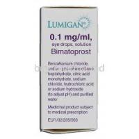 Lumigan, Bimatoprost Opthalmic Solution 0.1 mgml, Eye Drop, Box description
