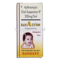 Ranazy 200, Generic Zithromax, Azithromycin Oral 200mg per 5ml Suspension, Box