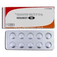 Rosubest 10, Generic Crestor, Rosuvastatin 10mg, Tablet