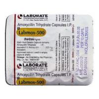Labmox 500, Generic Amoxil, Amoxycillin Trihydrate 500mg, Strip description
