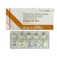 Pexep CR, Generic Paxil CR, Paroxetine CR, 12.5mg, Box and Strip