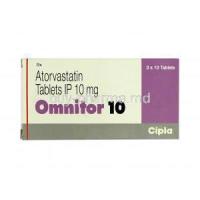 Omnitor, Generic Lipitor, Atorvastatin, 10 mg, Box
