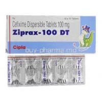 Ziprax-100 DT, Generic Suprax, Cefixime 5mg, Box and Strip