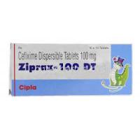 Ziprax-100 DT, Generic Suprax, Cefixime 5mg, Box