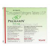 Premarin, Branded Premarin, Conjugated Estrogens 0.3mg, Box Description
