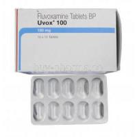 Uvox 100, Generic Luvox, Fluvoxamine 100 mg, Box and Strip