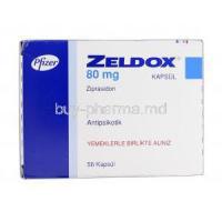 Zeldox, Generic Geodon, Ziprasidone, 80 mg, Box