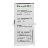 Ciplacef 500 Injection, Generic Rocephin, Ceftriaxone, 500 mg, Box Description