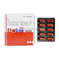 Etofree, Generic Lodine, Etodolac, 400 mg, Box and Strip