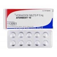Atorbest 10, Generic Lipitor, Atorvastatin, 10 mg, Box and Strip