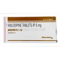 Aginal-5, Generic Norvasc, Amlodipine, 5 mg, Box