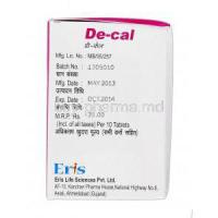 De-cal, Generic Calcimax, Calcium and Vitamin D3,  500 mg and 250 iu, Box Expiry