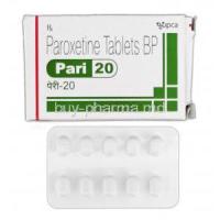 Pari 20, Generic Paxil, Paroxetine, 20 mg, Box and Strip