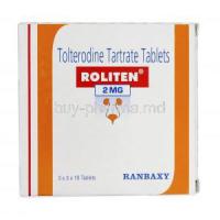 Roliten, Generic Detrol, Tolterodine Tartrate, 2 mg, Box