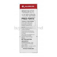 Pred Forte 10ml Eye Drop, Branded, Prednisolone acetate, 1%, Box Instruction