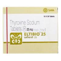 Eltibio, Generic Synthroid, Thyroxine Sodium 25mcg box