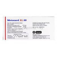 Metocard XL, Generic  Lopressor Toprol XL, Metoprolol Succinate  XR 50mg Torrent