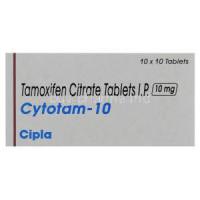 Cytotam, Generic Nolvadex,  Tamoxifen 10 Mg Tablet (Cipla) Box