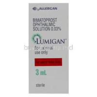 Lumigan,   Bimatoprost Opthalmic Solution 0.03% Eye Drop (Allergan) Box