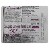 Premarin, Conjugated  Estrogens Tablet blister pack back