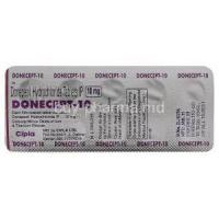 Generic  Aricept, Donepezil Tablet 10 mg blister back