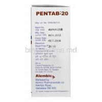 Pentab 20, Generic Protonix, Pantoprazole 20 mg Alembic manufacturer
